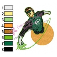 Flying Green Lantern Embroidery Design